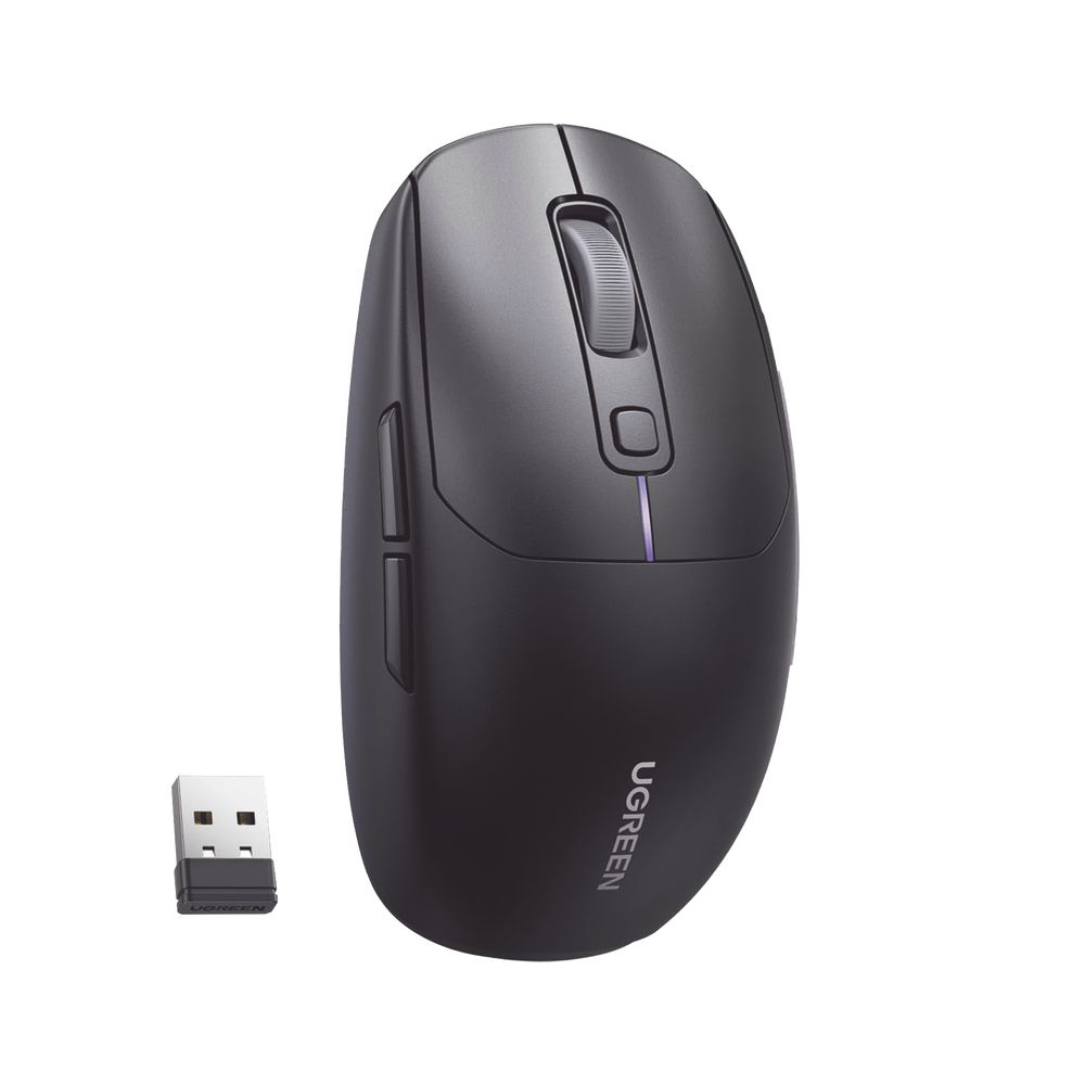 Mouse Gaming Inalámbrico| 5000 DPI | 5 Niveles de DPI |6 Botones | Recargable | Tri-Modo USB/BT/2,4 GHz | Diseño Ergonómico | Alta Capacidad de Batería | Luz Led | Compatible con Windows macOS Android iOS Linux UGREEN 90539