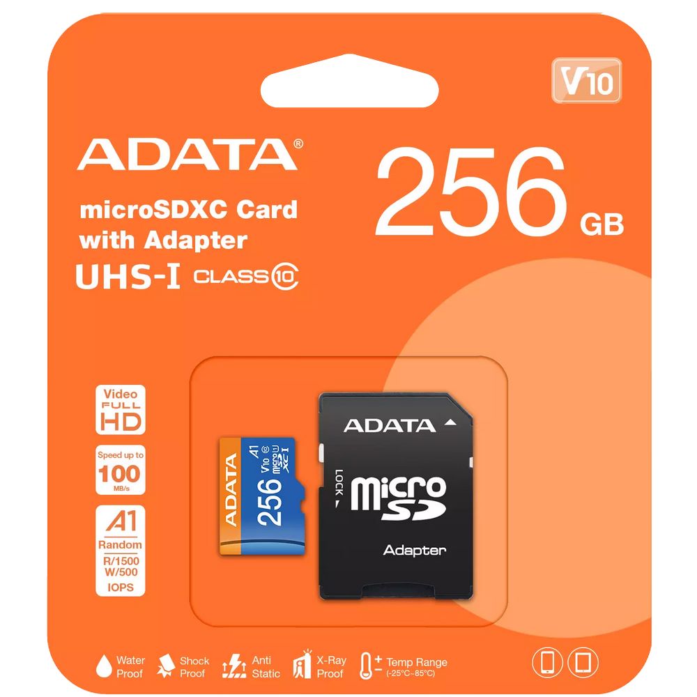 MEMORIA MICROSD ADATA 256GB V30 CLASE 10 CON ADAPTADOR SD