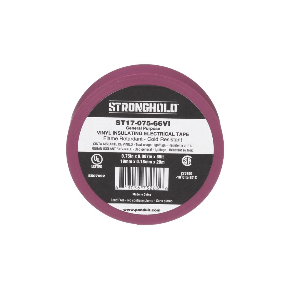 Cinta Eléctrica STRONGHOLD para Aislar, de PVC, Color Violeta PANDUIT ST17-075-66VI