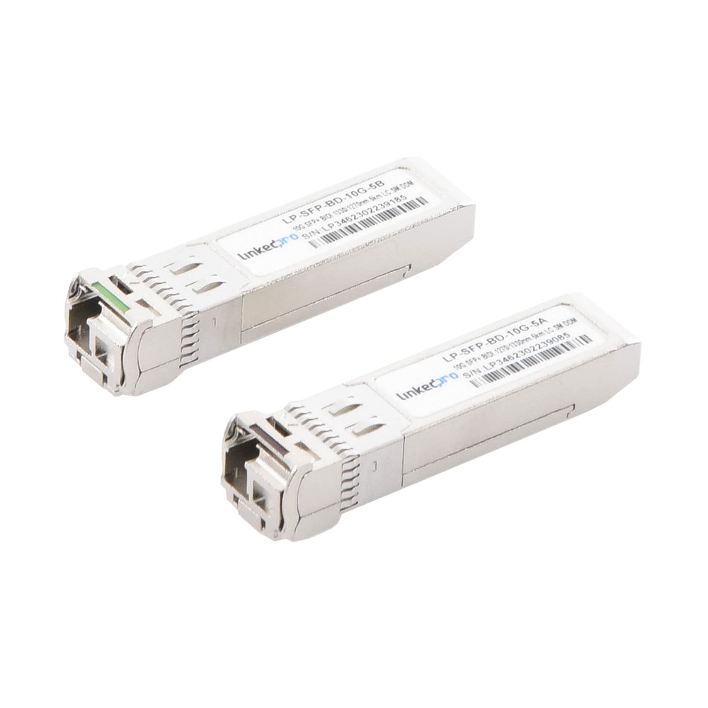 Transceptores Ópticos Bidireccionales SFP+ (Mini-Gbic) / Monomodo 1270 & 1330 nm / 10 Gbps / 10GBASE-BX / Conector LC/UPC Simplex / DDM / Hasta 5 km / 2 Piezas LP-SFP-BD-10G-5