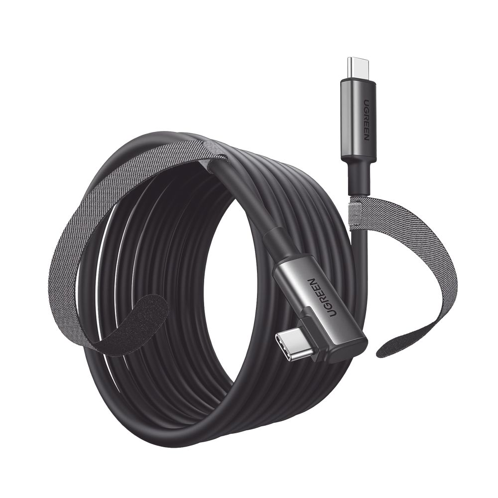 Cable USB-C a USB-C (Cable Link) | 5 metros (16 pies) | Transferencia de Alta Velocidad | Carga Rápida | Un Extremo Angulado | Caja de Aluminio | Nylon Trenzado UGREEN 90629