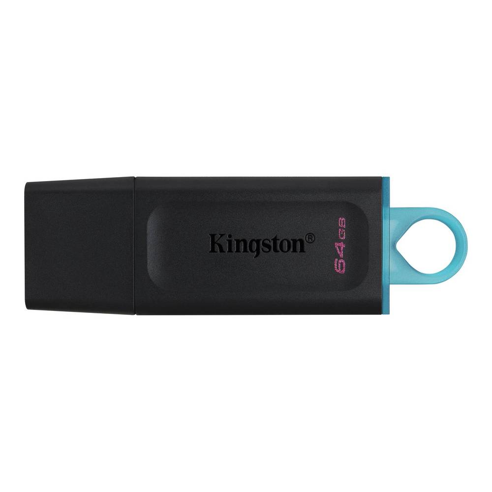 MEMORIA FLASH USB KINGSTON DATA TRAVELER EXODIA 64GB GEN 1 3.2 TIPO A NEGRO C/ANILLO AZUL OCEAN (DTX/64GB)