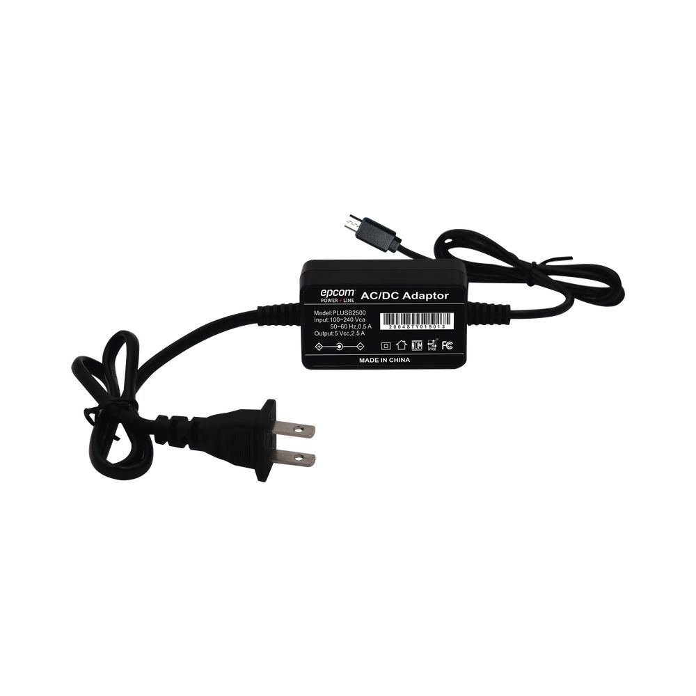 Cargador Micro-USB Profesional de 5 Vcc, 2.5 A para Celulares, Tabletas y Radio PKT-03 / Voltaje de Entrada de 100-240 Vca EPCOM PLUSB2500