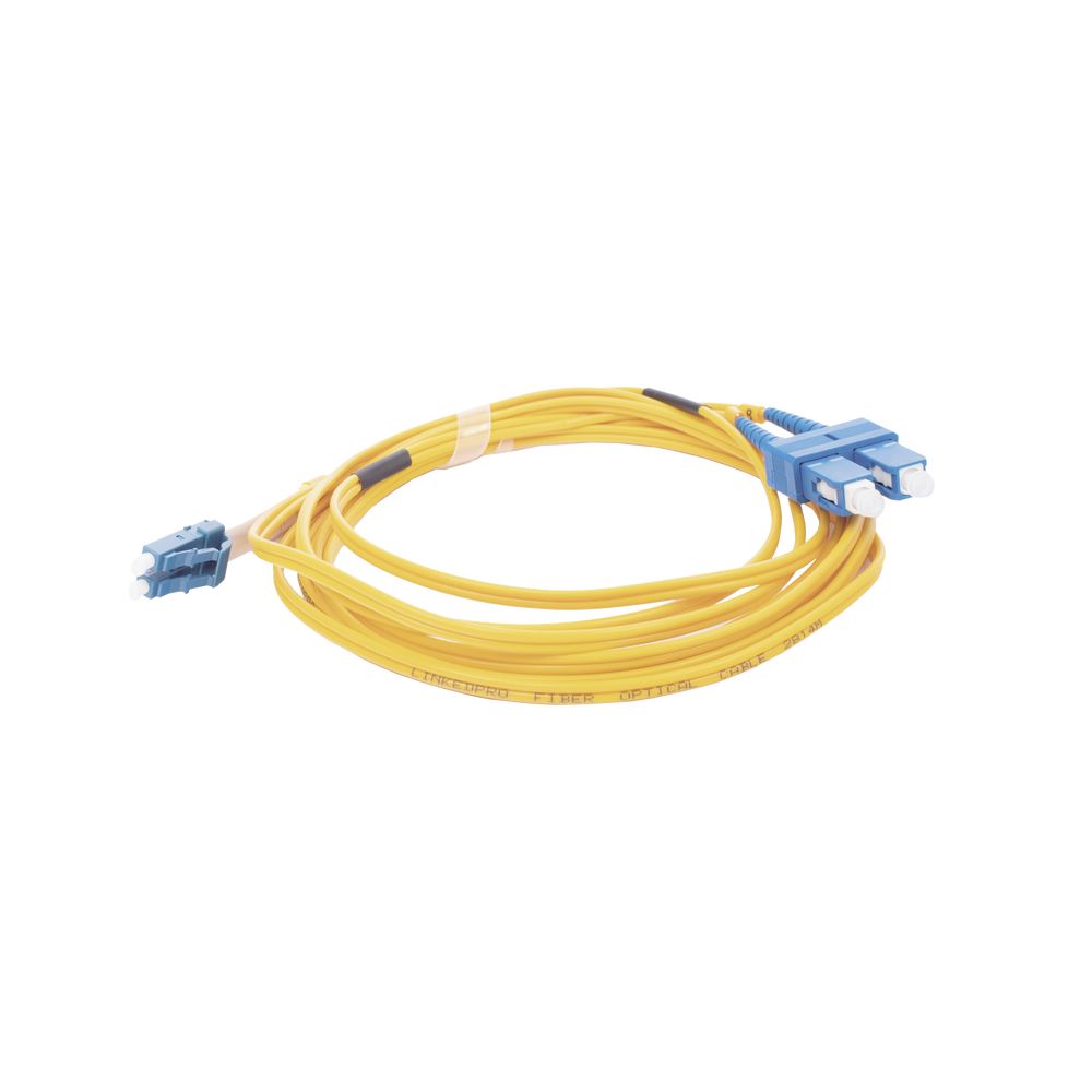 Jumper de Fibra Óptica Monomodo 9/125 LC/UPC-SC/UPC, PVC, 2.0 mm, Dúplex, amarillo, 3 metros LINKEDPRO LPFODLCUSCU03