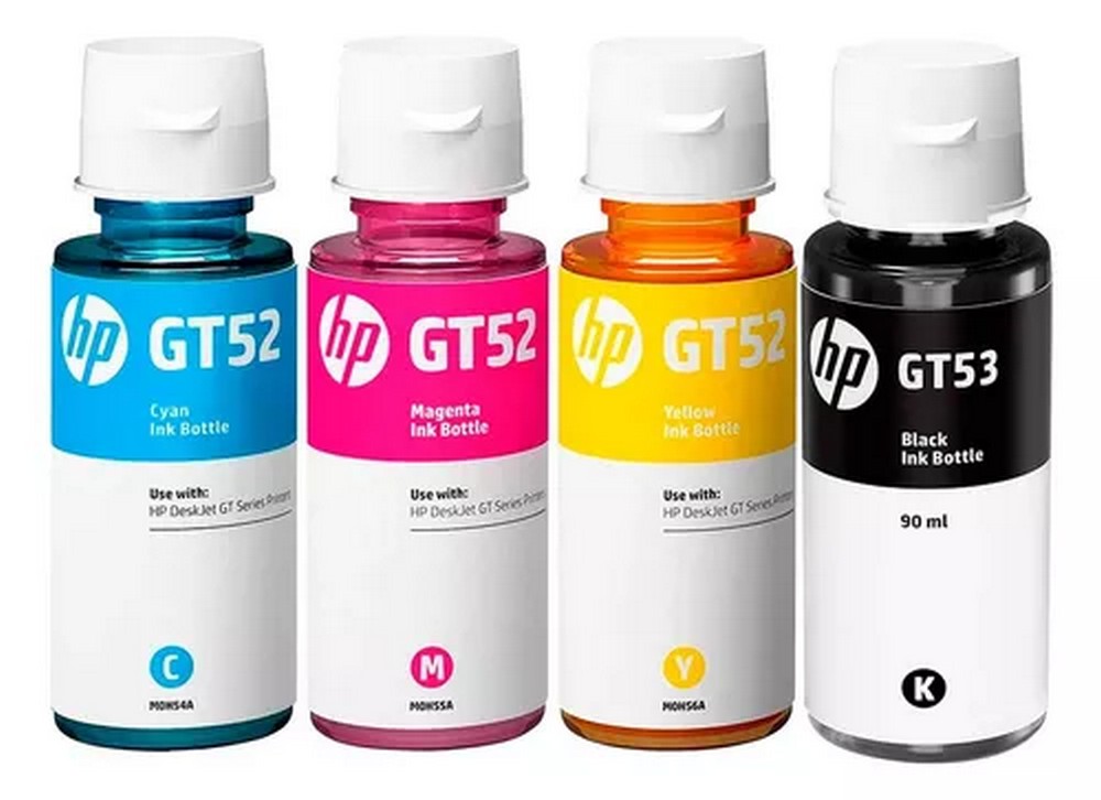 PAQUETE DE 4 BOTELLAS DE TINTA HP GT52 GT53 DE 4 COLORES COMBO