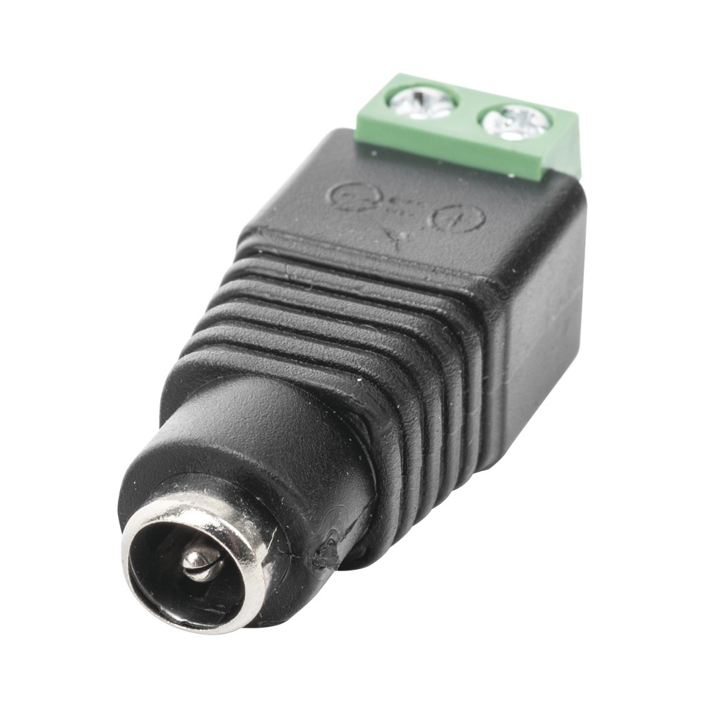 Adaptador Hembra Tipo Jack de 3.5 mm polarizado de 12 Vcc / Terminales Tipo Tornillo / Polarizado (+/-) / Ideal para Cámaras de Video Vigilancia JR53