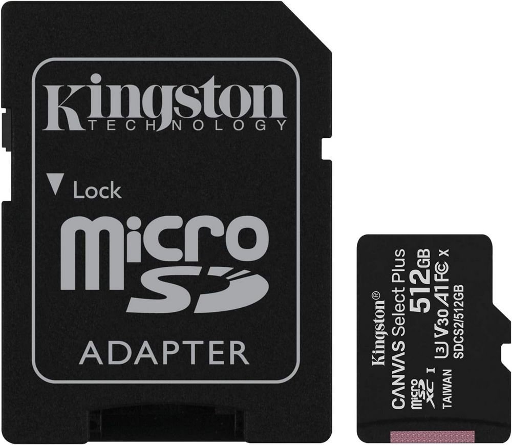 Tarjeta de memoria microsd kingston canvas select plus 512gb clase10 U3 A1