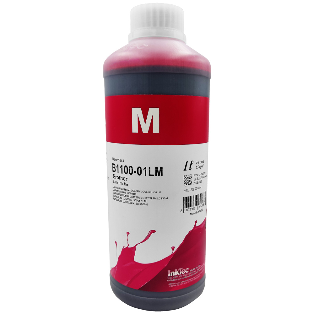 TINTA MAGENTA PARA IMPRESORA BROTHER 1 LITRO INKTEC B1100-01LM