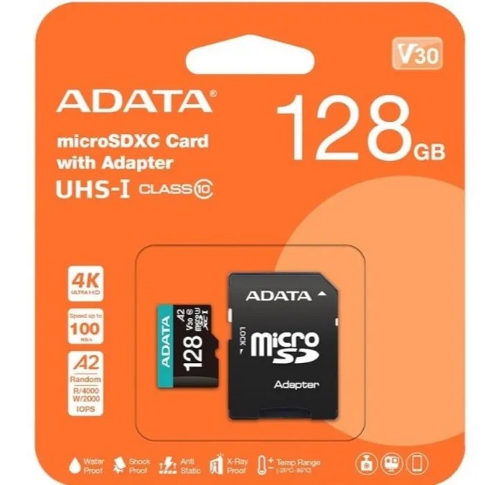 MEMORIA MICROSD ADATA 128GB V10 CLASE 10 CON ADAPTADOR SD