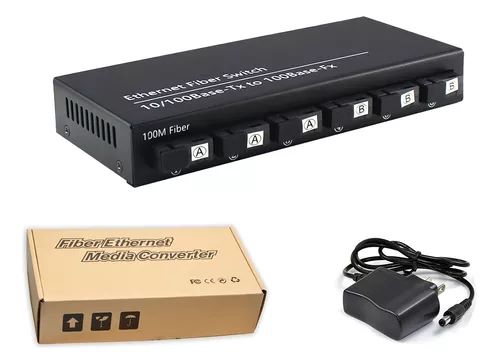 SWITCH DE FIBRA OPTICA BIDIRECCIONAL 6 PUERTOS OPTICOS 2 ETHERNET 10/100MBPS PUERTOS SC MONOMODO